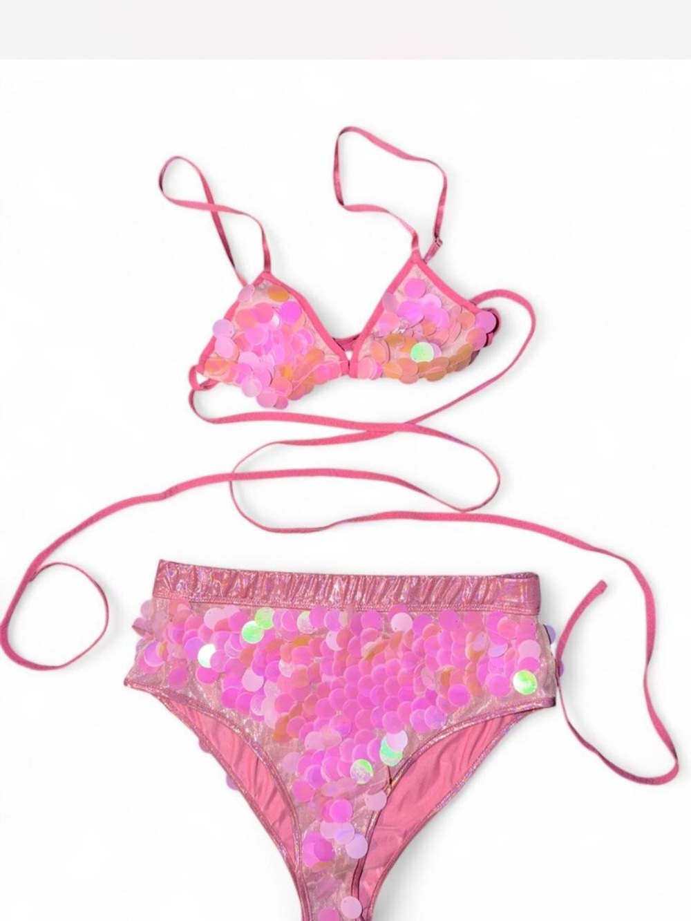 Pink Sequin Bikini Set